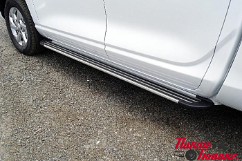 Пороги алюминиевые Slim Line Silver 1920 мм для Changan Hunter Plus